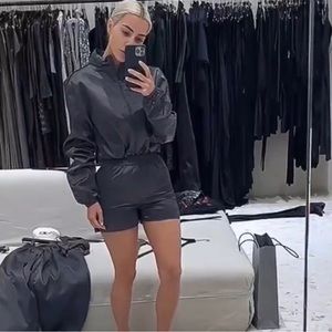SKIMS Gunmetal Utility Short and Track Jacket Set